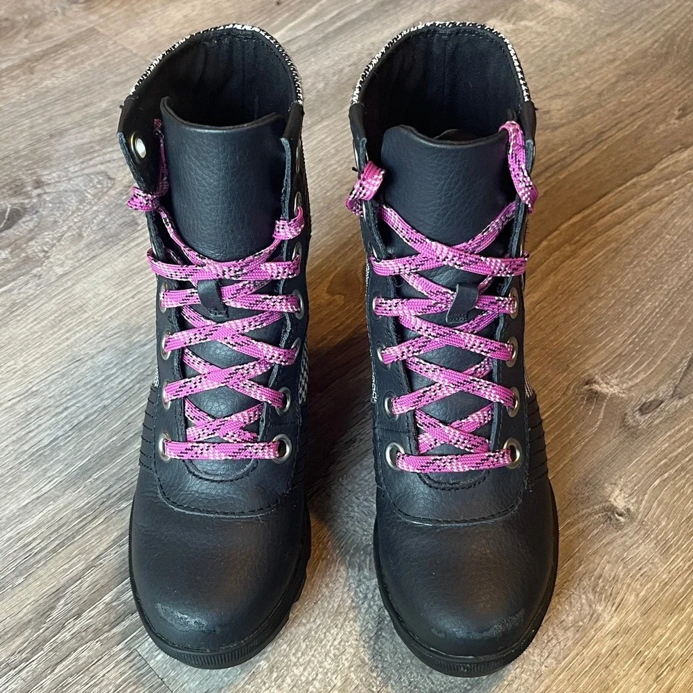 Sorel Joan of Arctic Youth Lexie‎ Wedge Boots Black Big Girls 1 UK 13 EU 32